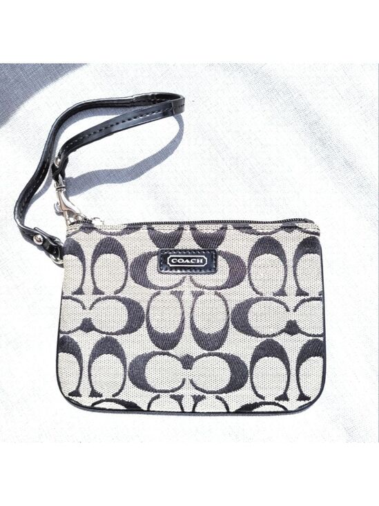 Coach Handbags - Coach Vintage wristlet, Signature C Design In Black And Grey